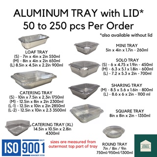 kitchenware۩❈﹊[BULK ORDER] Aluminum Tray with lid/ Aluminum Pan with Lid / Party Tray Foil Tray [50