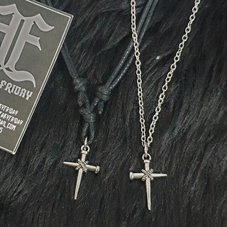 MTO 10 Nail Cross Charm Choker Adjustable Necklace Gothic Punk Grunge Goth Christian Egirl Harajuku