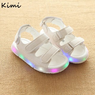✨ Kimi ๑ Girls Boys Sandals LED Glow Children Beach Shoes Summer Child Shoe Baby Kids Fashion Velcro Breathable Soft Soled Sandal
