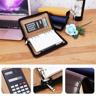 Cover A6 Zipper Notebook Loose-Leaf Notepad With Calculator
