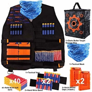 Tactical Vest Kit Kids Tactical Vest Leg Holster Refill Soft Bullets Foam Guns Supply for Nerf N-Str