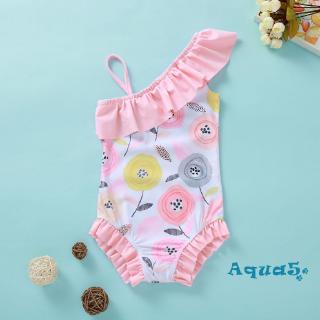 ✿ℛBaby Girl One Shoulder Floral Swimwear One-piece Swimsuit Outfit Bathing Suit