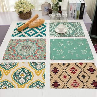 42x32cm Geometric Patterns Placemat Rectangle Heat Insulation Cotton Linen Western Table Mat Nordic Style Dinnning Mats