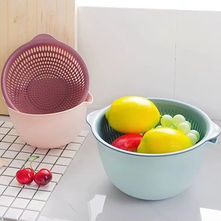 Plastic vegetable storage washing basket 2 Layer Kitchen Fruit shaped Sink Colander Strainer (2)