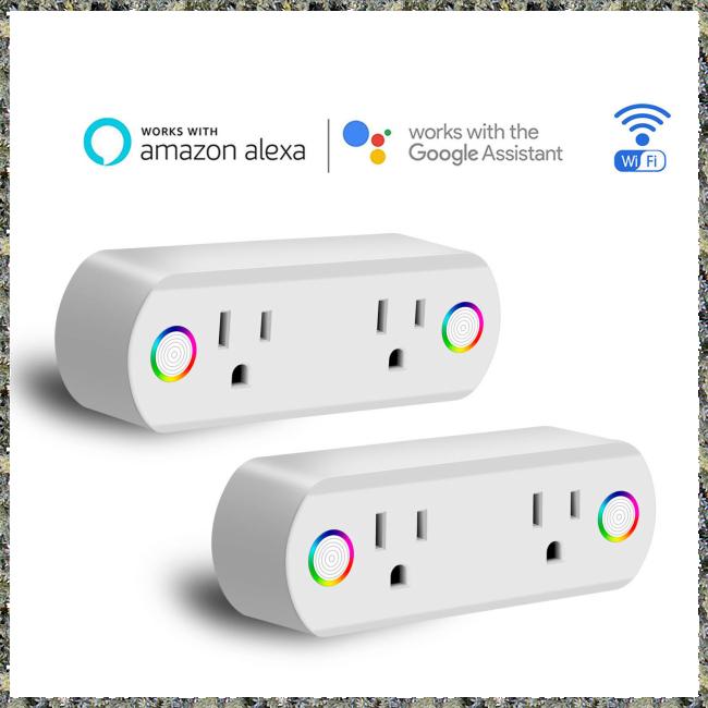 Dual Outlet WiFi Smart Plug Socket Remote Power Switch for Alexa /Google Home US Plug (1)