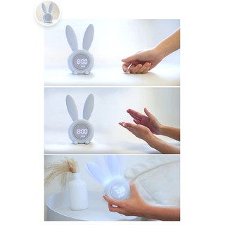 Portable Cute Rabbit Shape Digital Alarm Clock With Led Sound Night Light Rechargeable Table Wall Clocks For Home Decoration (8)