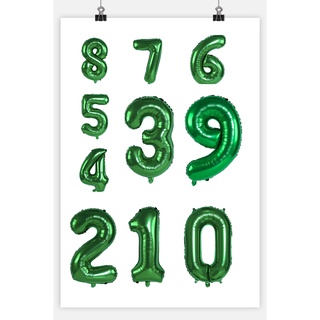 32 inch Green Dark color design number 0-9 party decorations aluminum foil balloon Anniversary