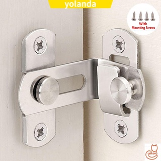 YOLA Home Security Latch Buckle Barn Door Hasp Window 90 Degree Stainless Steel Right Angle Hardware Fitting Theftproof Cabinet Lock/Multicolor