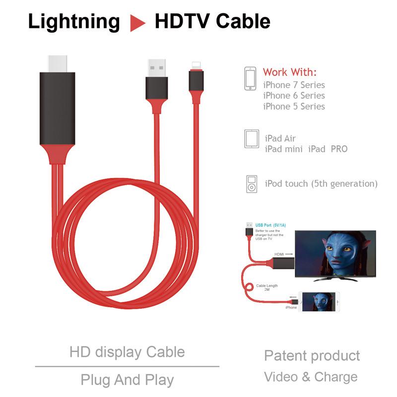 Lightning to HDMI Apple iPhone to HDMI Homescreen TV HDMI Cable For Apple