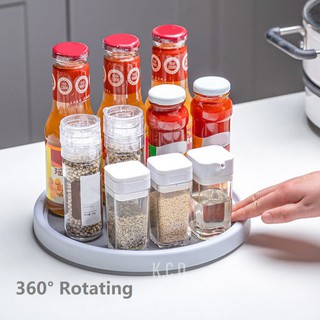 Condiment Round 360° Rotating Storage Tray Convenient Rotating Spice Rack Non-Slip TPR Home Cosmetic
