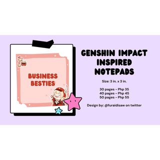 Genshin Impact Inspired Notepads Stationery (Klee and Zhongli)