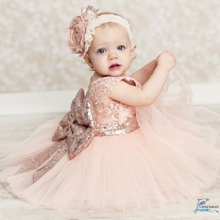 EVA-Pricess Kids Baby Girl Sequins Boknot Dress Party