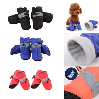 ❏☁4pcs/set Waterproof Anti-slip Pet Shoes for Small Dogs Cats Chihuahua Yorkie Thick Snow Dog Boots