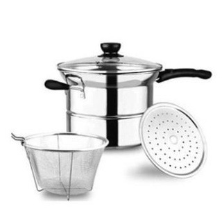 ♚₪MINI999 Set Pot Cooking Noodle Pot Stainless Steel soupPan steamer Fryer Pasta home Induction cook
