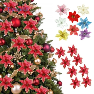 tranquillt 10Pcs 3 Layer Simulation Christmas Flowers Christmas Tree Decoration Christmas Decoration Christmas Gifts