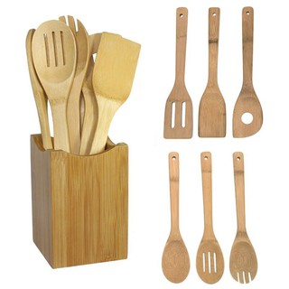 6PCs Wooden Handle Kitchenware Set Shovel Spatula Cooking (1)