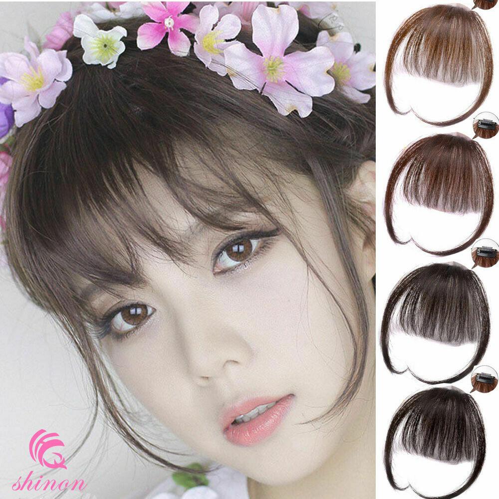 Thin Neat Air Bangs Real Human Hair Clip on Bangs Clip In Front Fringe Hairpiece (1)