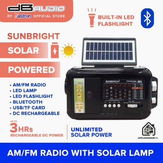 Db Audio SUNBRIGHT Solar Powered AM/FM Radio and LED Lamp and Flashlight (Bluetooth | TF Card) (Emer