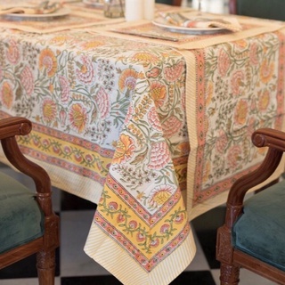 Hand Block Printed Table Cloth Handblock 6 seater 60x90 inches 100% Cotton