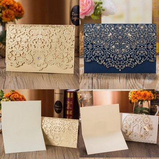 50pcs Luxury Flora Elegant Laser Cut Wedding Invitation Card Lace Favors Free Customized Wedding