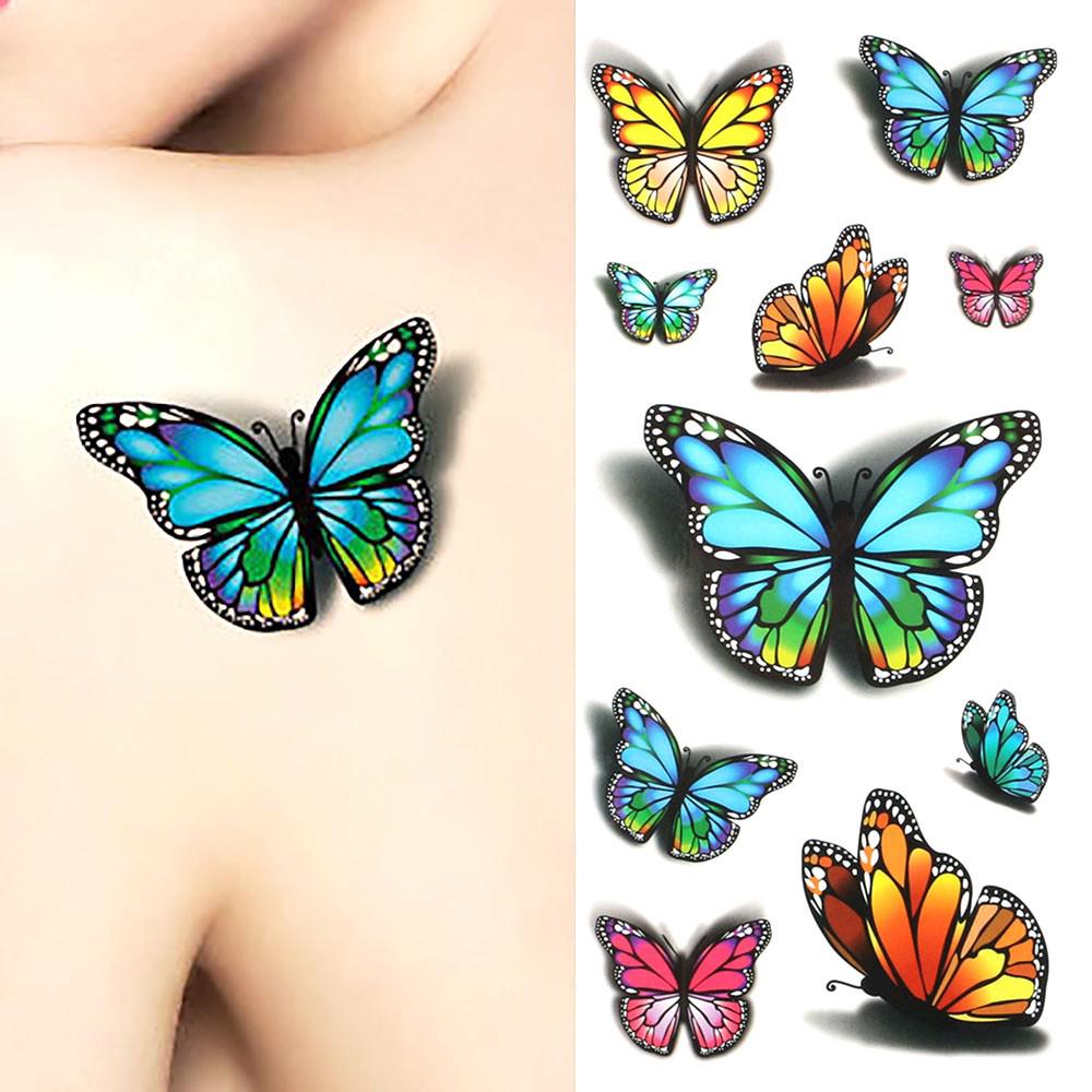 3D Waterproof Tattoos Flower Butterfly Sticker