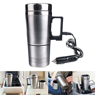 Water Heater Mug Car Electric Kettle Heated Stainless Steel Car Cigarette Lighte (1)