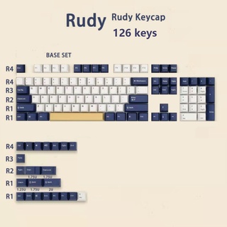 Rudy Keycap OEM Profile 126-key PBT Keycap Two-color Injection Sublimation Compatible Mechanical Keyboard