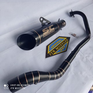 Motorcycle Parts Black Doff Stainless Inlet 50mm Silencer Exhaust Set for MX King Exciter Sniper 150 MX