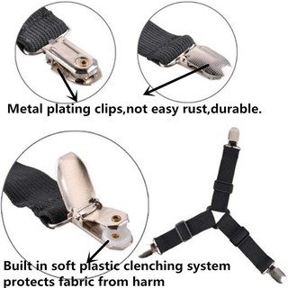 4pcs Triangle Bed Mattress Sheet Corner Clips Grippers Adjustable Suspender Straps (Black) (5)