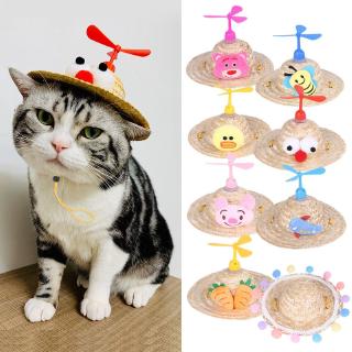 Pet Straw Hat Pet Hat Headdress Cat Dog Decoration Small Puppy Bamboo Dragonfly