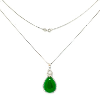New 925 Silver Jade Necklace