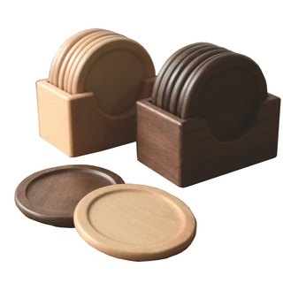 Japanese wooden coaster set black walnut solid wood round meal mat heat insulation pad 8.8cm (5)