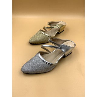 HANA - J's Glittered Strappy Low Block Heel Mules Wedding Shoes