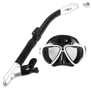 ❤～Snorkeling Mask Snorkel Set Anti-fog Swimming Diving Goggles with Easy Breath Dry Snorkel Tube