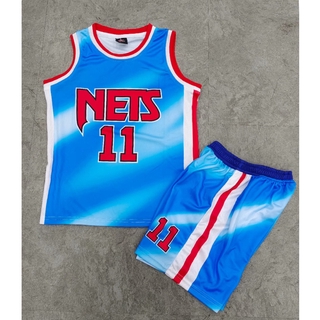 Kids NBA Brooklyn Nets #11 Kyrie Irving Uniform Set Retro Basketball Jersey Suit Children Sports Training Clothing