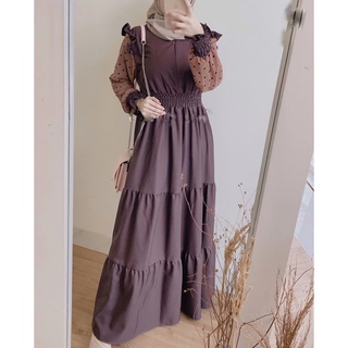 Laras Gamis Motif Combination Of Polkadot / Muslim Dress Busui Friendly