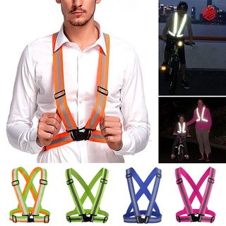 【Ready Stock】✉Unisex Reflective Safety Vest Belt Adjustable Luminous Outdoor Motorcycle Running Cycl