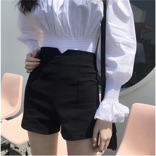 In stock℡✗¤Plus size fat mm shorts women 2020 summer new high waist black slim leggings a-line wi