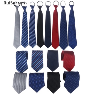 RuiSursun Lazy Men's Zipper Necktie Solid Striped Casual Business Wedding Zip Up Neck Ties