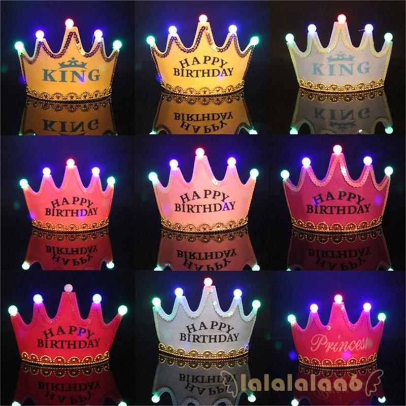 ◕ω◕Princess LED Light Birthday Party Hats Crown Birthday
