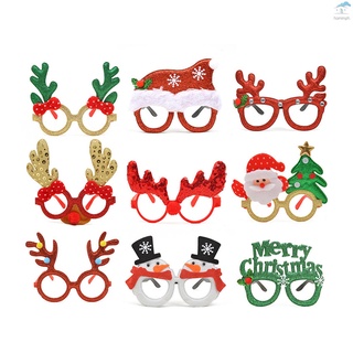 9PCS Christmas Decorative Spectacle Frame Cartoon Adults Children Glasses Frame Christmas Eyeglasses Frame Decoration Xmas Gifts Christmas Glasses Party Favors Photo Booth Props