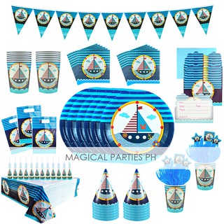 [118 Pcs ALL-IN PACKAGE] NAUTICAL Party Supplies Tableware and Birthday Needs for 12 Guests