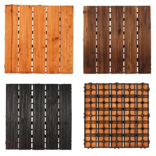 Dongxi 30x30cm DIY Wood Patio Interlocking Flooring Decking Tiles Indoor Outdoor Garden LxWe