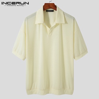 INCERUN Men 4Colors Fashion Short Sleeve Leisure Turn-down Collar Polo Shirts (7)