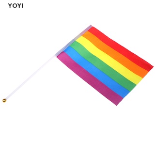 {YOYI} 5X Rainbow Handheld Waving Flag Gay Pride Lesbian Peace LGBT Banner Festival