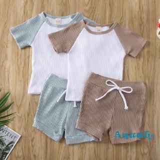 ✿ℛToddler Kids Baby Girls Boys Outfits Clothes T-shirt Tops+ Solid Shorts 2PCS