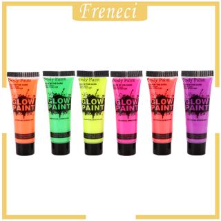 [FRENECI] 6 Colors UV Neon Glow Face & Body Paint Blacklight Fluorescent Paint - Non-Toxic, Great For Raves, Parties, Festivals, Halloween, Make Up