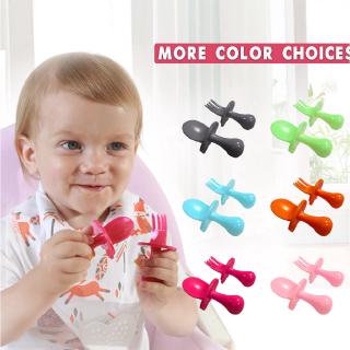 baby fork spoon set PP material baby fork spoon anti-swallow feeding tableware set safety