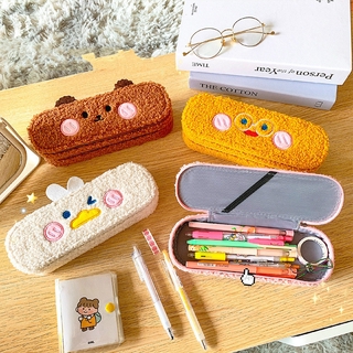 <24h delivery> W&G Ins wind pencil case cute large capacity winter Plush double layer pencil case