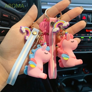 AROMA Creative Rainbow Horse Keychain Cute Bag Pendant Unicorn Keychain Fashion Cartoon Mobile Phone Small Gift Car Key Holder/Multicolor